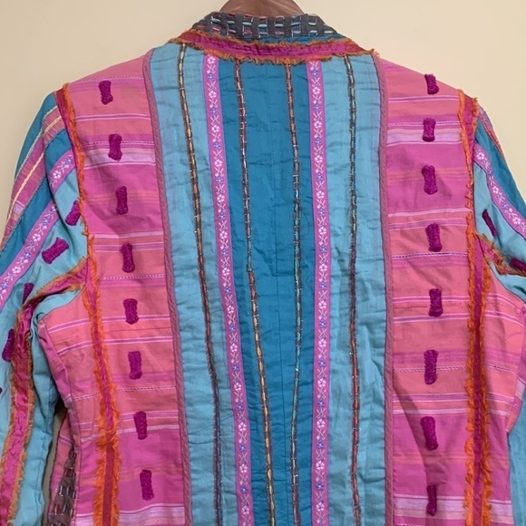 Sandy Starkman | Vintage Embroidered Patchwork Single Breasted 2 Button Blazer M - Picture 16 of 17